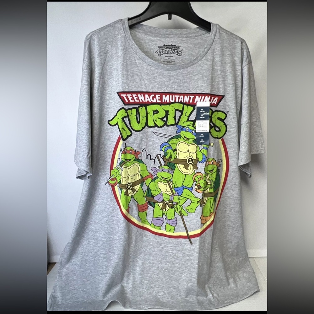 New With Tags Teenage Mutant Ninja Turtles  Graphic T Shirt Gray 3XL